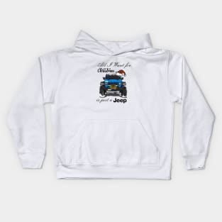 Christmas Jeep Light Blue Kids Hoodie